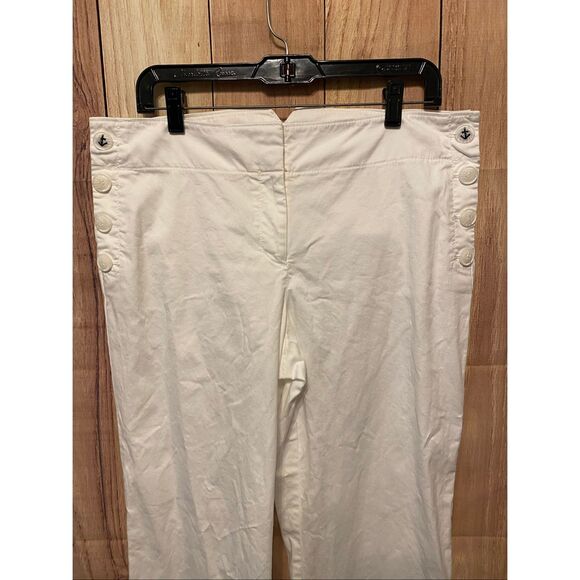 Loft Ann Taylor size 10 white the Julie trouser pants nautical - Picture 2 of 9